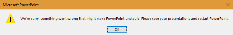 PowerPoint is sorry message box